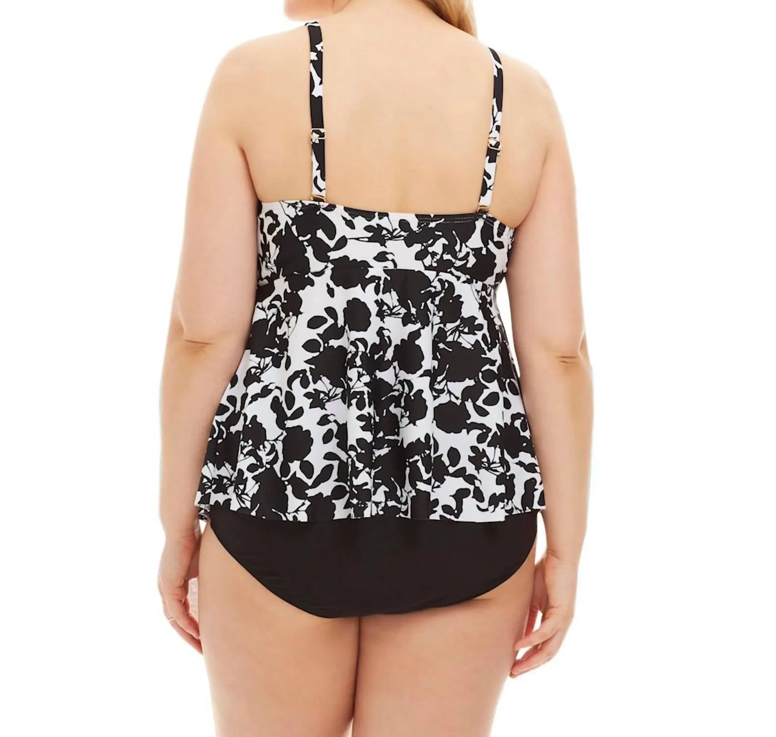 Always For Me - Beach Flower Plus Size Tankini Top with Matching Tankini Bottom