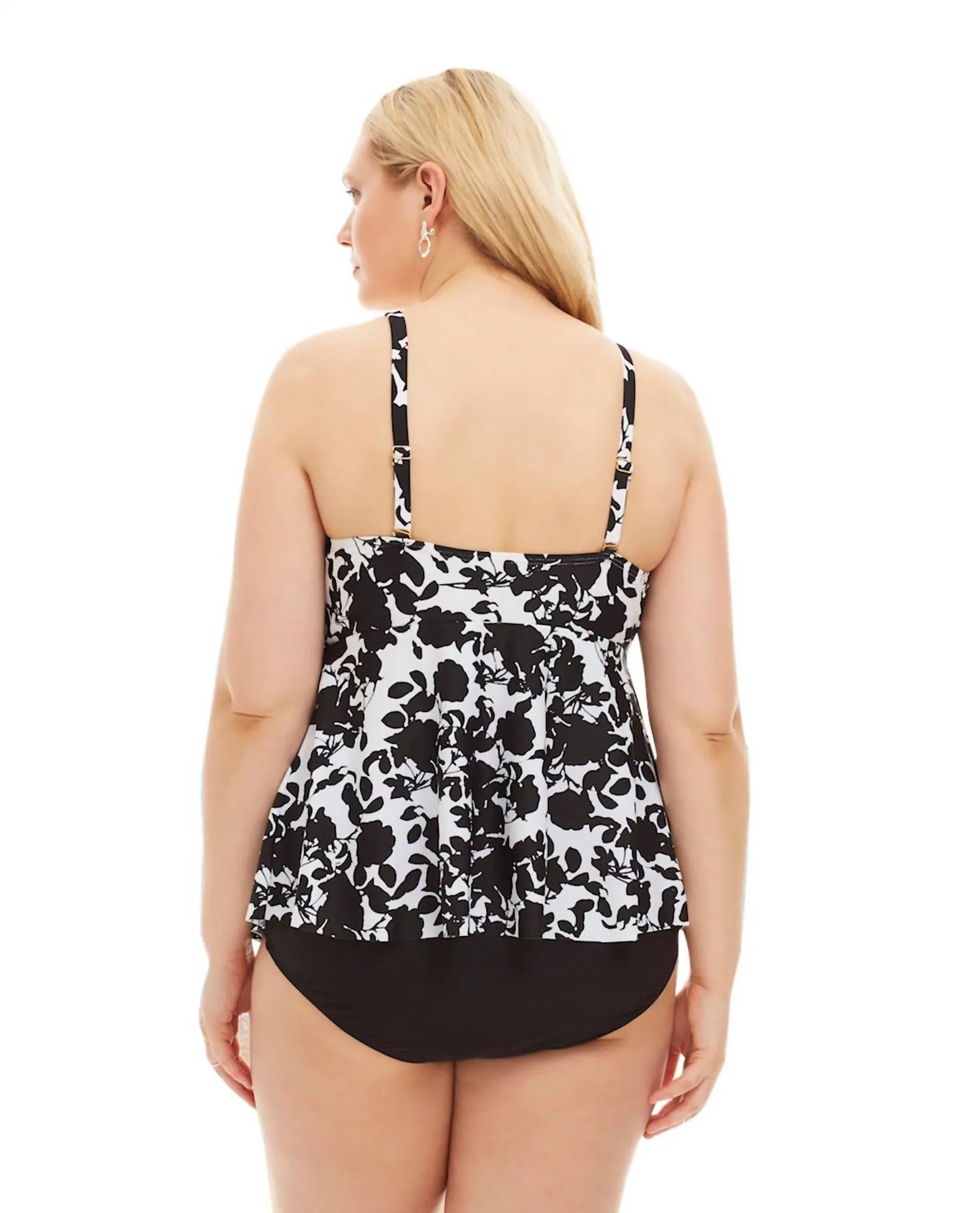 Always For Me - Beach Flower Plus Size Tankini Top with Matching Tankini Bottom