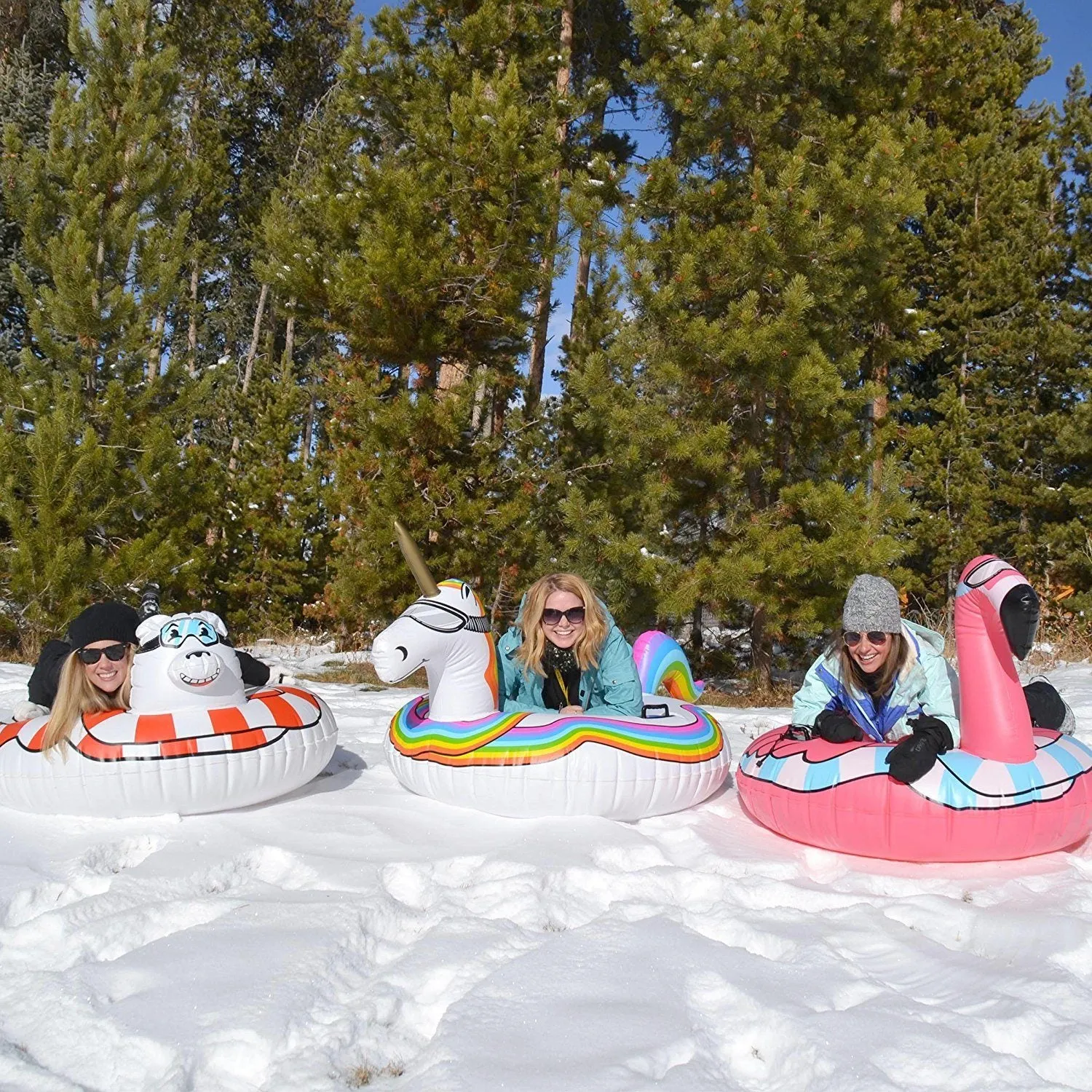 GoFloats Winter Snow Tube - Flying Flamingo