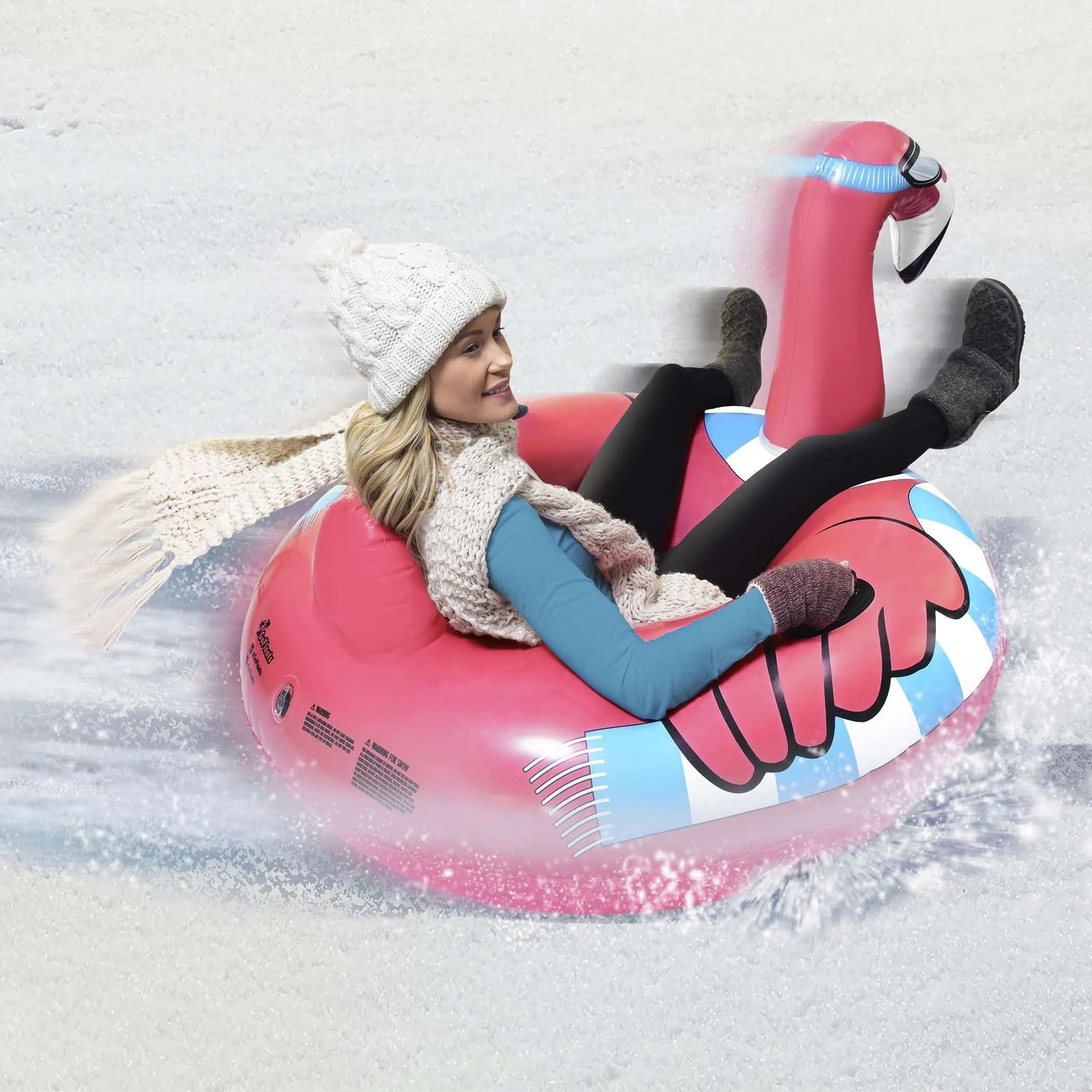 GoFloats Winter Snow Tube - Flying Flamingo