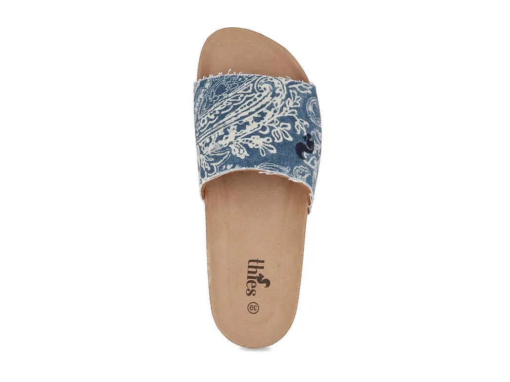 Thies Women Sandals 'Eco Pool Slide', paisley blue