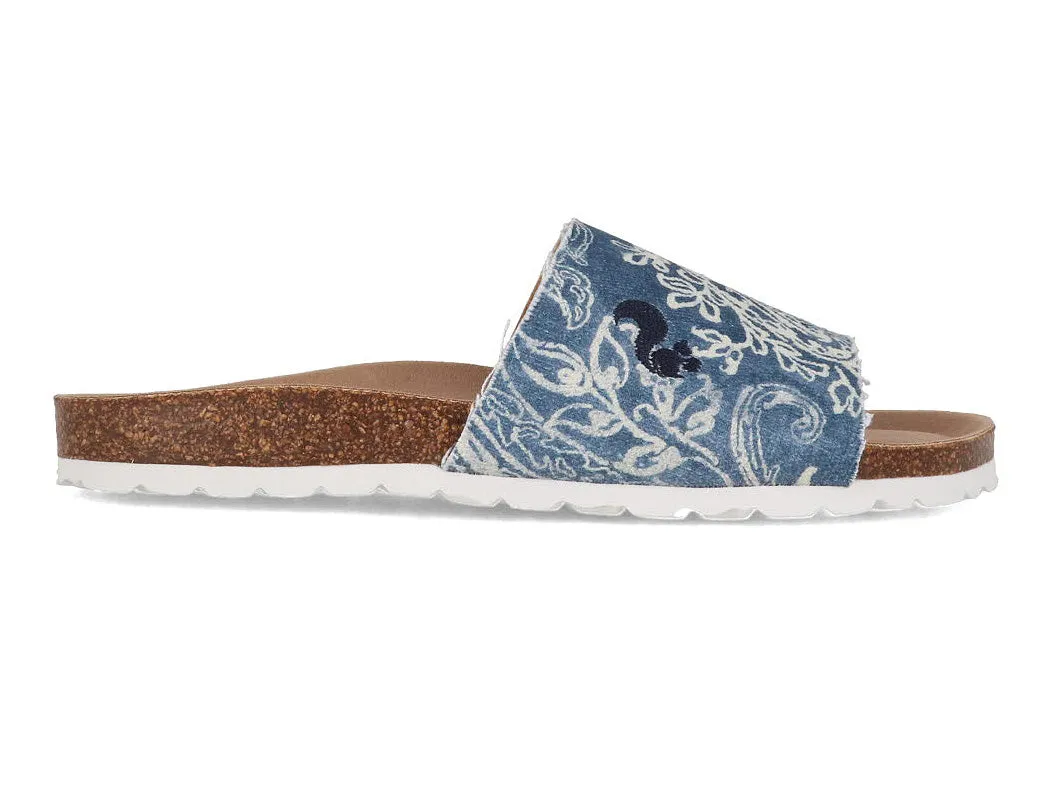 Thies Women Sandals 'Eco Pool Slide', paisley blue