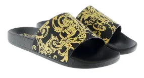 Versace Jeans Couture Black Gold Baroque Fashion Beach Slide-