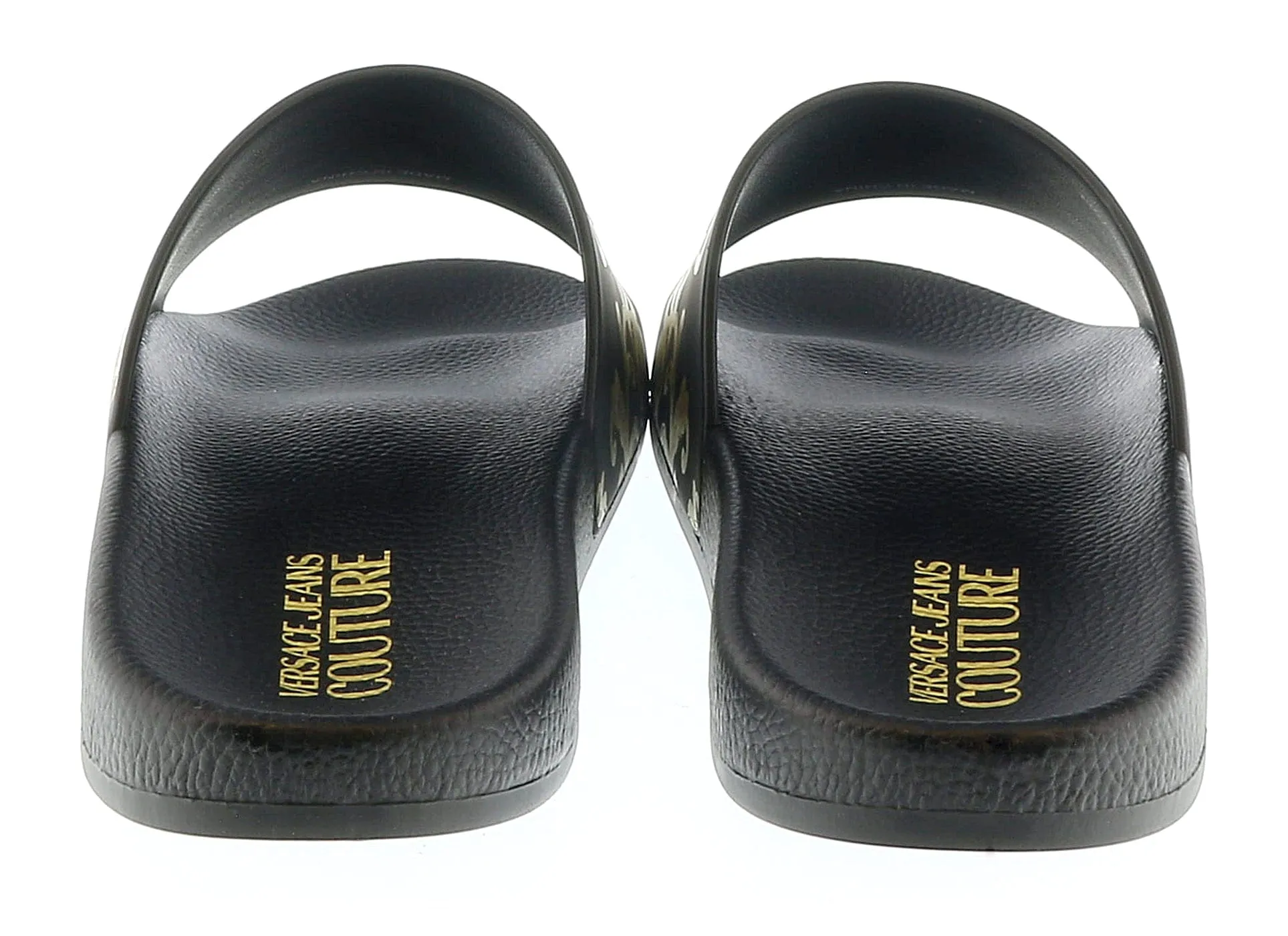 Versace Jeans Couture Black Gold Baroque Fashion Beach Slide-
