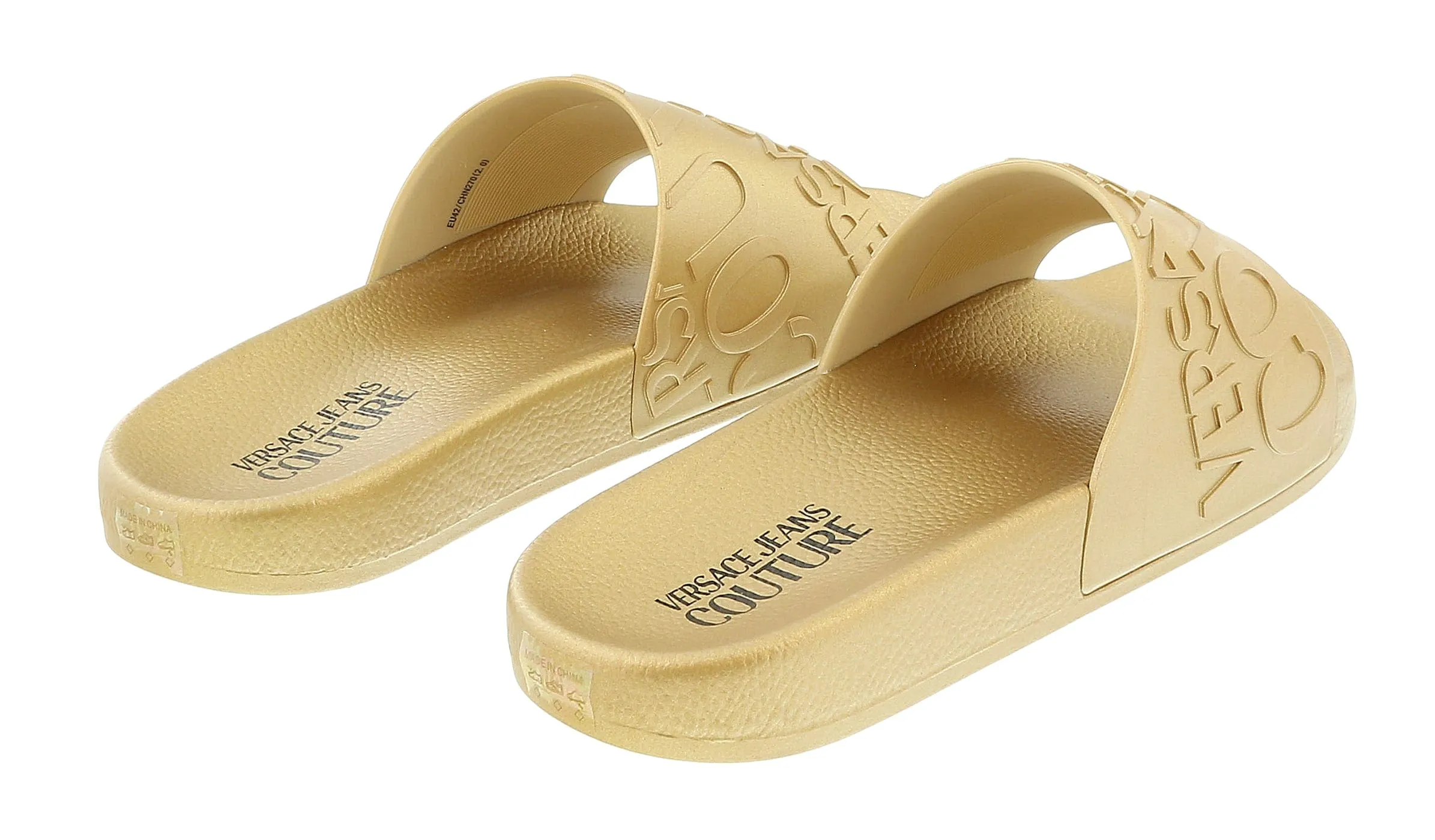 Versace Jeans Couture Gold Signature Embossed  Pool Slide-